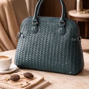 Neiman Marcus Teal Woven Handbag
